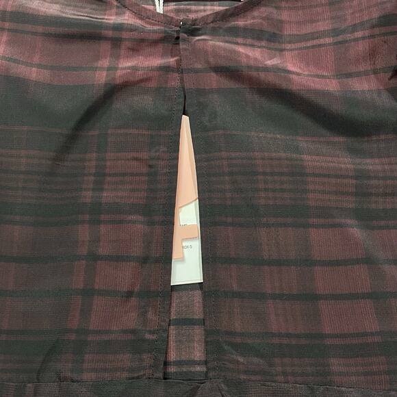 Selkie NWT Heartburn Mini Dress Plaid Bordeaux Drop Waist Small - Picture 3 of 5